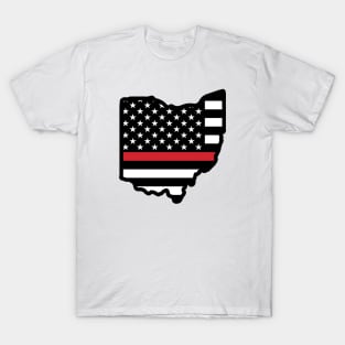 Thin Red Stripe  Ohio Flag T-Shirt